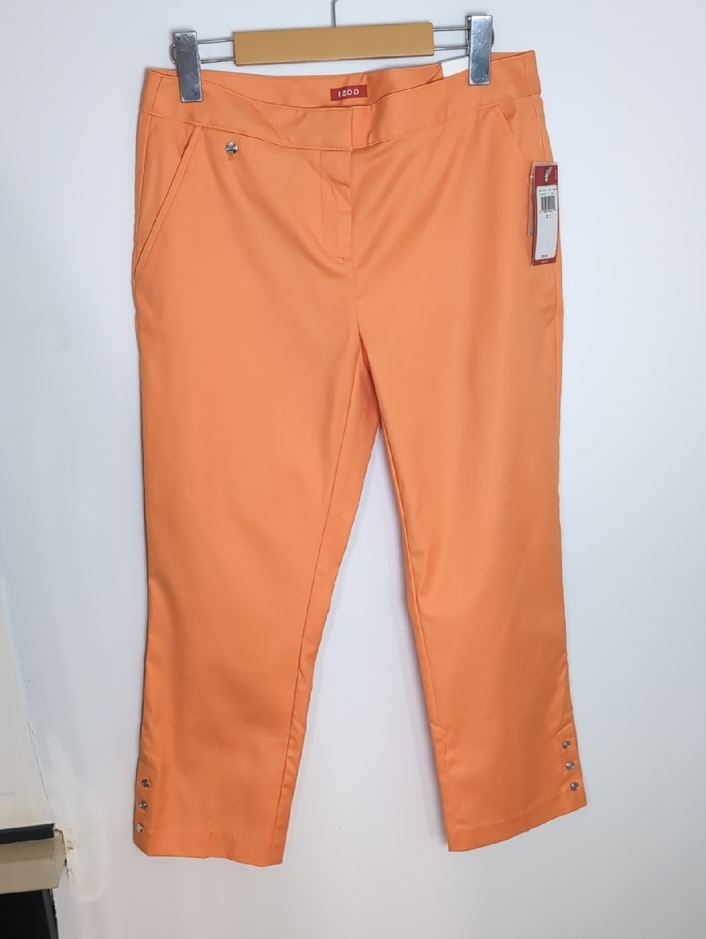 IZOD | Women's Bright Orange Cropped Straight Leg Stretch Pants
